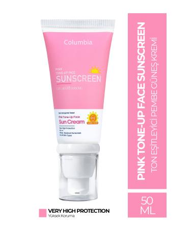 Columbia Pink Tone-Up Face Spf 50 Skin Brightening Tone-Equalizing Pink Face Sunscreen 50 ml All Skin Types