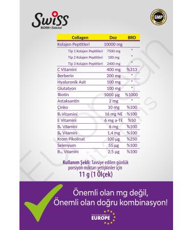 Bork Swiss Natural Multi Collagen Powder 330 gr Multivitamin Rich Food Supplement 10 000 mg Collagen Beauty - Buy Online on GoSupps.com