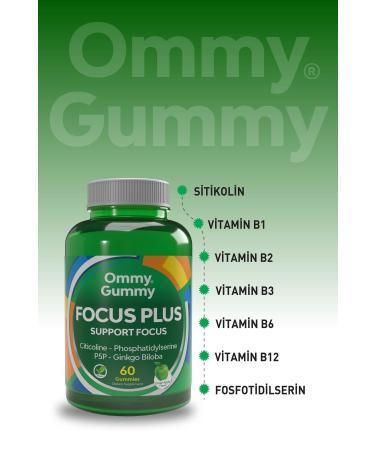 Ommy Gummy Focus Plus Focus and Memory Vitamin 60 Pieces (Citicoline Phosphodilserine Ginkgo Biloba) - Buy Online on GoSupps.com