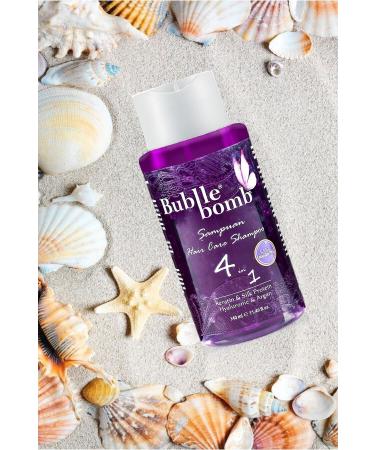 BUBBLEBOMB 4 IN 1 Hair Salt-Free Shampoo SLS-SLES Paraben-Free Argan Keratin Silk Protein And Hyaluronic 340ml - Buy Online on GoSupps.com