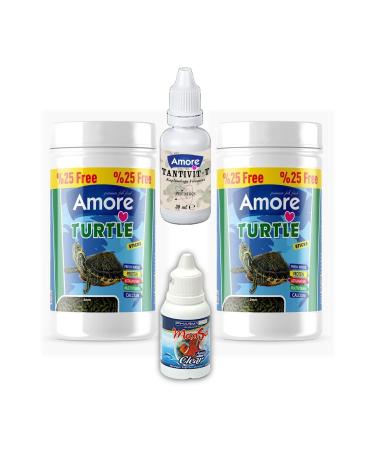 AMORE Turtle Green Calcium Sticks 2x125 Ml Turtle Food Clear Vitamin Set