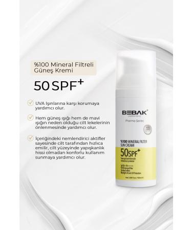 Bebak Pharma 0 Mineral Sun Filter Content Spf 50+ High Protection Sun Cream 50ml - Buy Online on GoSupps.com