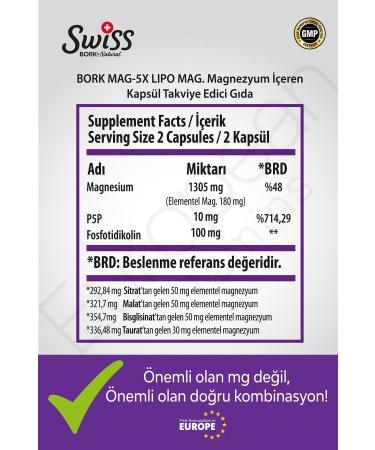 Bork Swiss Natural SWISS Magnesium Vitamin Mag 5x Liposomal Magnesium 30 Vegan Capsules - Buy Online on GoSupps.com