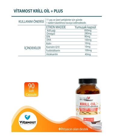 Vitamost KRILL OIL PLUS 90 SOFT GELCAPSUL 1450 MG - Buy Online on GoSupps.com