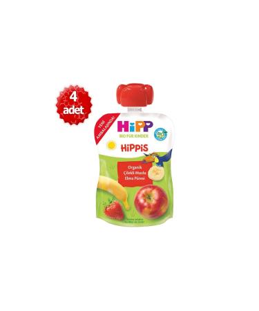 Hipp Organic X 4 Strawberry Banana Apple Puree 100gr