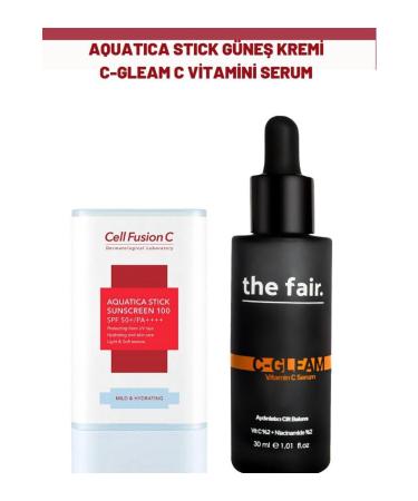 Cell Fusion C Aquatica Stick Sunscreen and the fair. C Gleam Vitamin C Serum