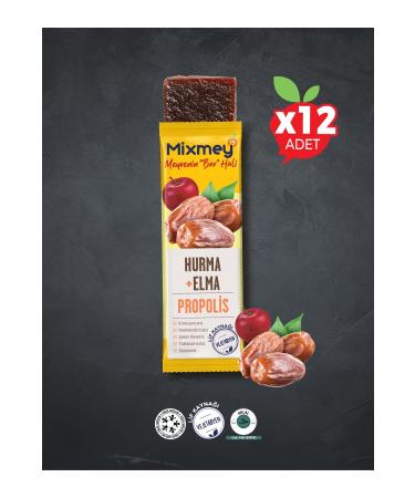 Mixmey Bee Propolis Date Fruit Bar | Immunity and Energy Bar - 25gr X 12 Pieces