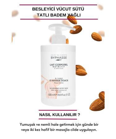 BYPHASSE Sweet Almond Oil Nourishing Body Milk Practical Pump Packaging 500ml - Buy Online on GoSupps.com