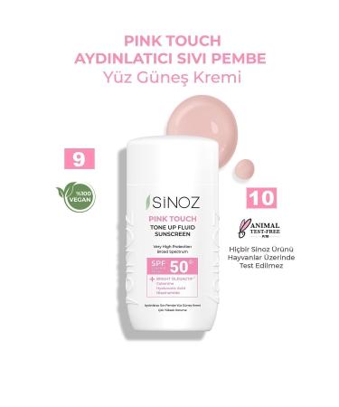 Sinoz Spf50 Pink Touch Brightening Liquid Face Sun Cream New Generation Sun Filters Hybrid Formula 50ml - Buy Online on GoSupps.com
