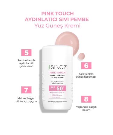 Sinoz Spf50 Pink Touch Brightening Liquid Face Sun Cream New Generation Sun Filters Hybrid Formula 50ml - Buy Online on GoSupps.com