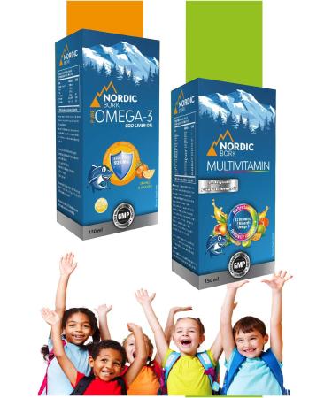 bork nordic Bork Multivitamin Syrup 150 ml and Omega-3 Supplement Syrup 150 ml - Buy Online on GoSupps.com