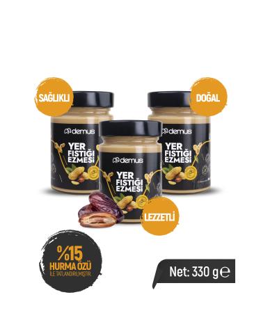 DEMUS FOOD Personalized Natural Production - 3 Demus Sweetened (With Date Extract) Peanut Butter 3 * 330gr