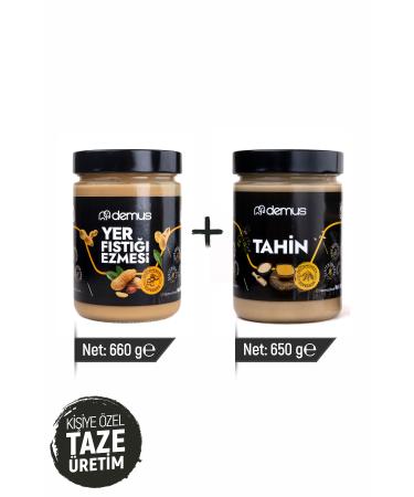 DEMUS FOOD Personalized Natural Production Duo - Demus Sugar-Free Peanut Butter 660gr Demus Tahini 650 G