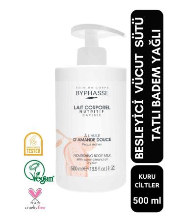 BYPHASSE Sweet Almond Oil Nourishing Body Milk Practical Pump Packaging 500ml