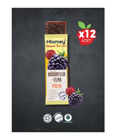 Mixmey Bee Blackberry and Pollen Fruit Bar | Energy Source Natural Bar - 25gr X 12 Pieces