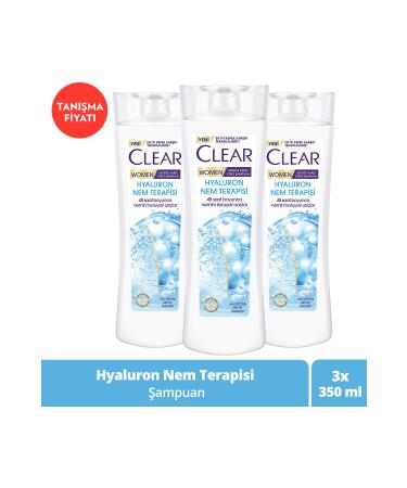 Clear Women Anti-Dandruff Effective Hair Care Shampoo Hyaluron Moisture Therapy 350 ml X3