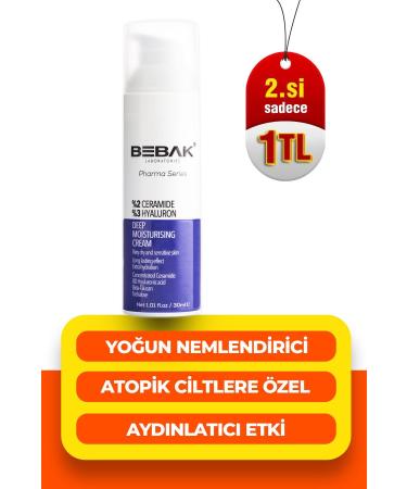 Bebak Pharma Intensive Moisturizing Cream for Dry and Atopic Skin eramide %3 Hyaluron 30ml