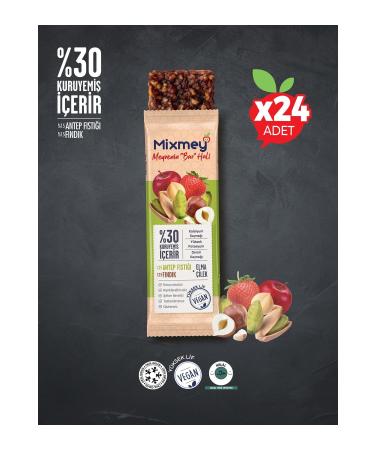 Mixmey Pistachio Apple & Strawberry Fruit Bar | Protein Depot - 25gr X 24 Pieces