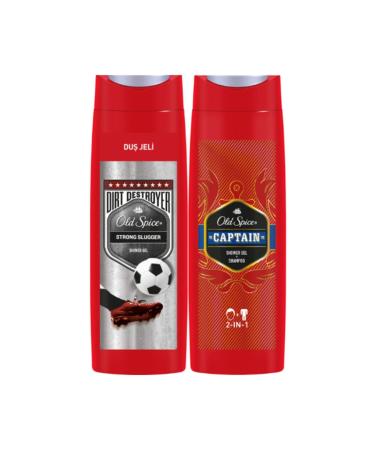 Old Spice Shower Gel Set Captain Shower Gel 400 Ml + Strong Slugger Shower Gel 400 Ml