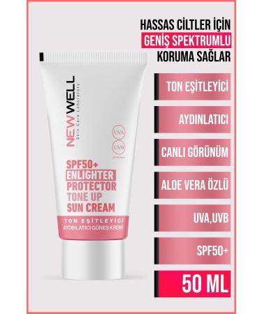 New Well Tone Equalizer High Protection Spf50+ Brightening Pink Face Sun Cream 50 Ml