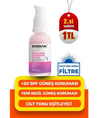 Bebak Skin Tone Equalizer Brightening High Protection +50 Factor Pink Sun Cream/Serum 30ml
