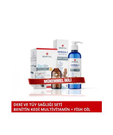 Benifital Cat Skin and Fur Health Set Anti-Shedding Benitin Fish Oil (BIOTINE AND OMEGA 3-6) - Buy Online on GoSupps.com