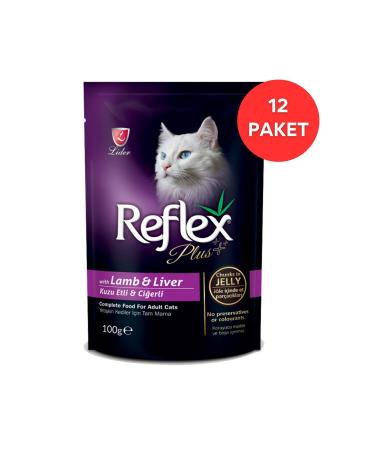 Reflex Plus Lamb and Liver Gravy Sauce Pouch Adult Cat Canned Food 100 gr (12 Pack)