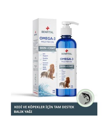 Benifital Fish Oil 200 ml Fish Oil with Omega-3 & 6 Content Supporting Fur Health for Cats and Dogs - Buy Online on GoSupps.com
