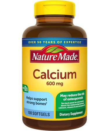 Nature Made Calcium 600 mg with Vitamin D3 100 Softgels
