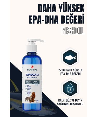 Benifital Fish Oil 200 ml Fish Oil with Omega-3 & 6 Content Supporting Fur Health for Cats and Dogs