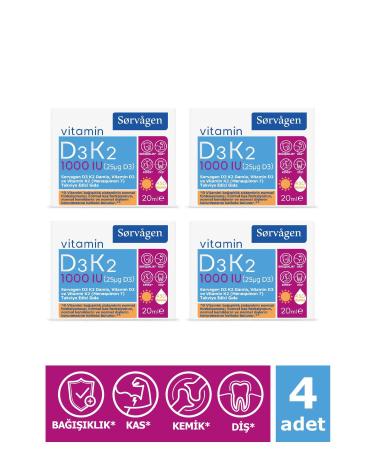Sorvagen Vitamin D3k2 Drops 20 ml (1000 IU) - (GERMANY ORIGIN VITAMIN D3) 4 Pieces - Buy Online on GoSupps.com