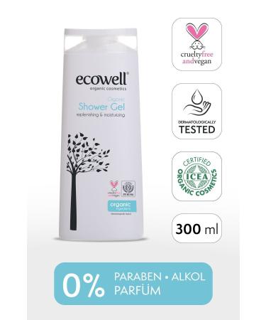 Ecowell Organic Shower Gel Vegan Certified Purifying Refreshing Hypoallergenic Argan Oil 300 ml