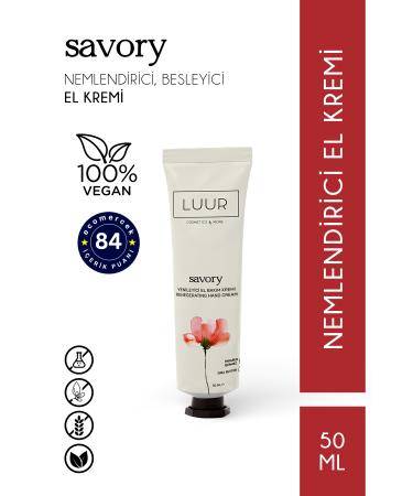 LUUR COSMETICS & MORE Savory Hand Care Cream Intensive Moisturizing Nourishing Regenerating Dry Skin Vitamin E 50 ml