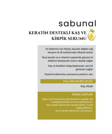 Sabanal Eyebrow Eyelash Serum Keratin and Vitamin E Plumping Nourishing Special Oil Mixture 10 ml - Buy Online on GoSupps.com