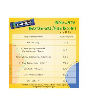 Rawberry High Protein (%) Bar 15 Pieces No Added Sugar Vegan Gluten Free Nut Bar - Buy Online on GoSupps.com