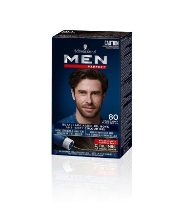 Schwarzkopf Men Perfect Anti-White Gel Hair Dye Brown Black 80 50 Ml