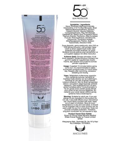 Macle Paris Sunscreen Multi-Protection High Protection 1% Hyaluronic Acid & 50 SPF Sunscreen 50 - Buy Online on GoSupps.com
