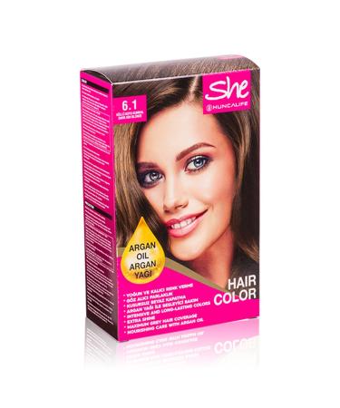 Huncalife She Natural Color Hair Dye 6.1 Ash Dark Blonde 8690973722034