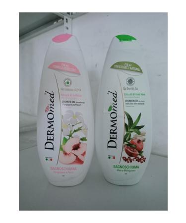 Dermomed Shower Gel 2x750 ml (FRANG BLOSSOM & PEACH AROMA THERAPY AND ALOE VERA & POMEGRANATE HERBALIST)