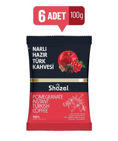 Shazel Pomegranate Instant Turkish Coffee 100 Gr. X 6 Pieces