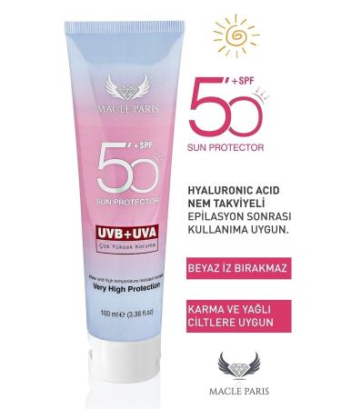 Macle Paris Sunscreen Multi-Protection High Protection 1% Hyaluronic Acid & 50 SPF Sunscreen 50