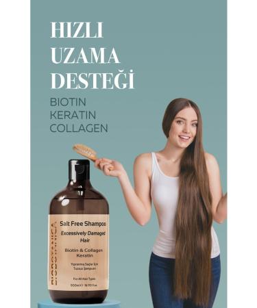 Biobotanica Anti-Damage Salt-Free Hair Shampoo - Keratin Biotin Collagen - Fast Hair Growth Support 500ml