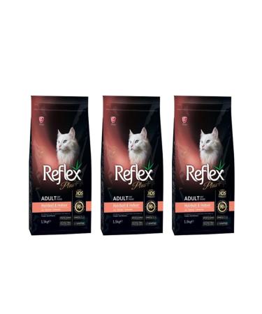 Reflex Plus Salmon Hairball Adult Cat Food 1.5 Kg 3 Pieces