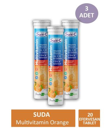 Water Vitamin Multivitamin Orange 20 Effervescent Tablets X 3 Pieces
