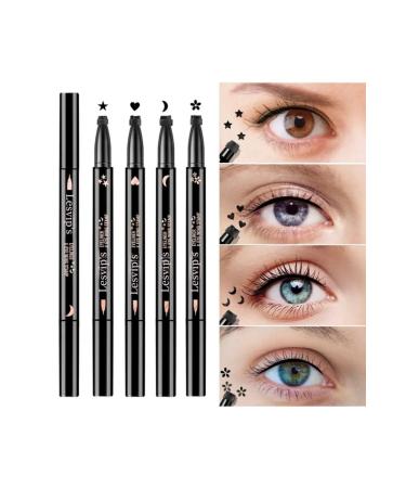 Lesvip's 4 Pieces Double-Sided Star Moon Heart and Flower Stamped Pencil Eyeliner