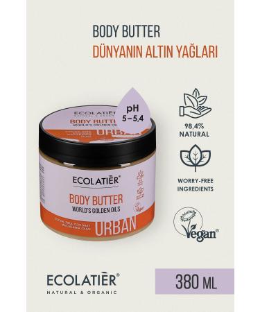 ECOLATIER Body Butter Nourishing and Intensive Moisturizing Body Cream with Natural Content World's Golden Oils 380 ml