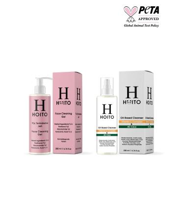 Hoito Dual Stage Cleansing-Hoito Oil Based Cleanser Vitamin C Complex & 4C Cica- Hoito Facial Cleansing Gel