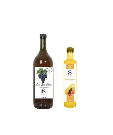 Suheylaana Natural Black Grape Vinegar 1500 Ml - Natural Papaya Vinegar 500 Ml