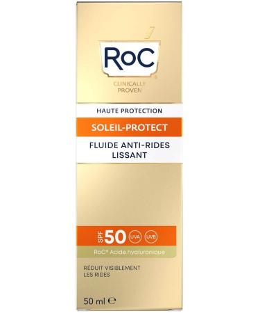 Roc Wrinkle Face Sun Cream Liquid Soleil Spf 50 Anti-Wrinkle Relaxing 50 Ml