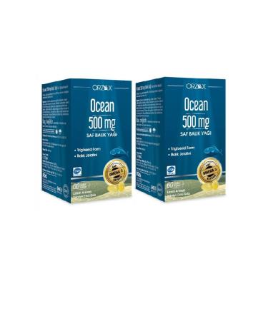 Ocean 500 mg 60 Capsules Pure Fish Oil Lemon Flavored X 2 Pieces